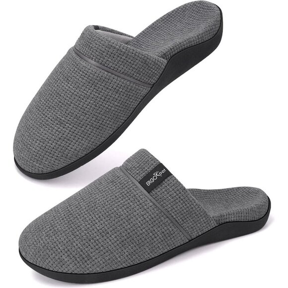 Shoes - Women's Orthotic Closed Toe Non Slip Rubber Sole House Gray Slippers Shoes